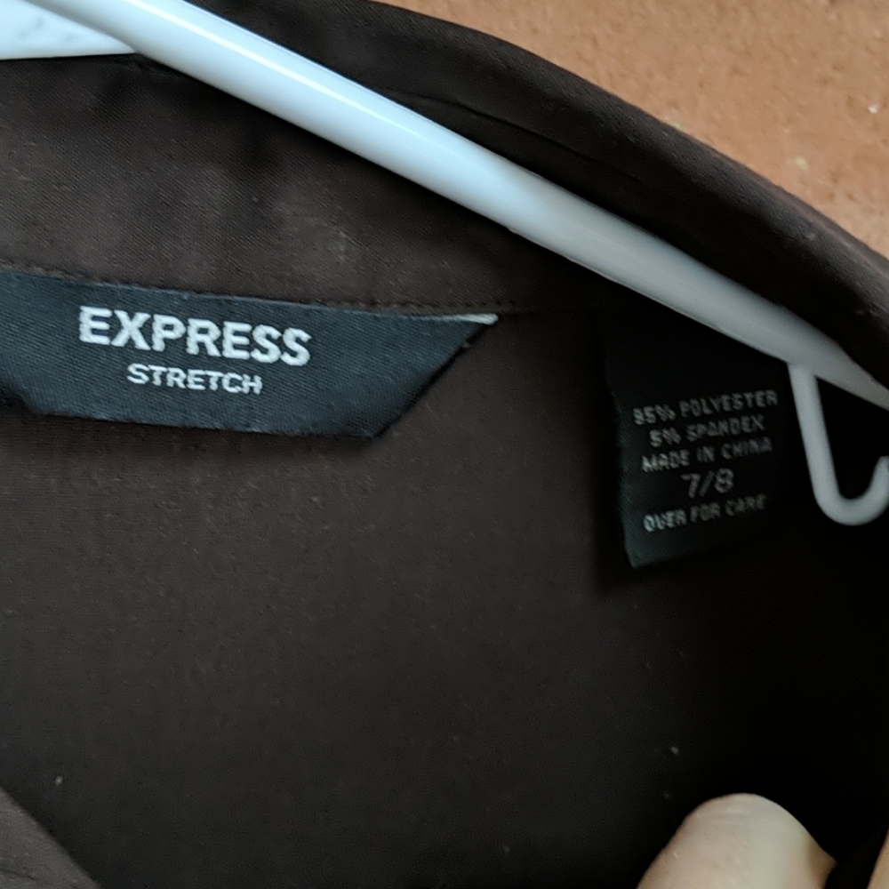 Express Chocolate Brown Button Down Blouse - image 3